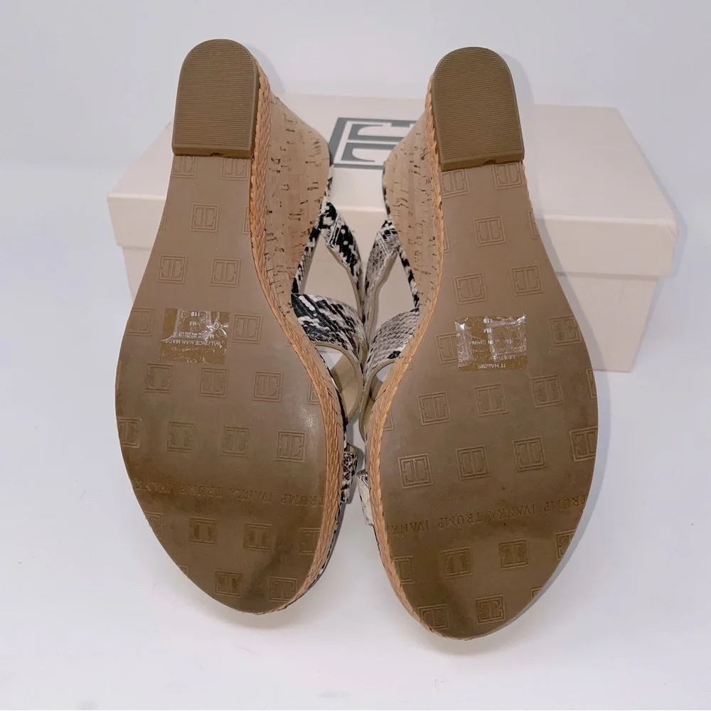 Ivanka Trump | Faux Snake Skin Open Toe Wedge Womens Size